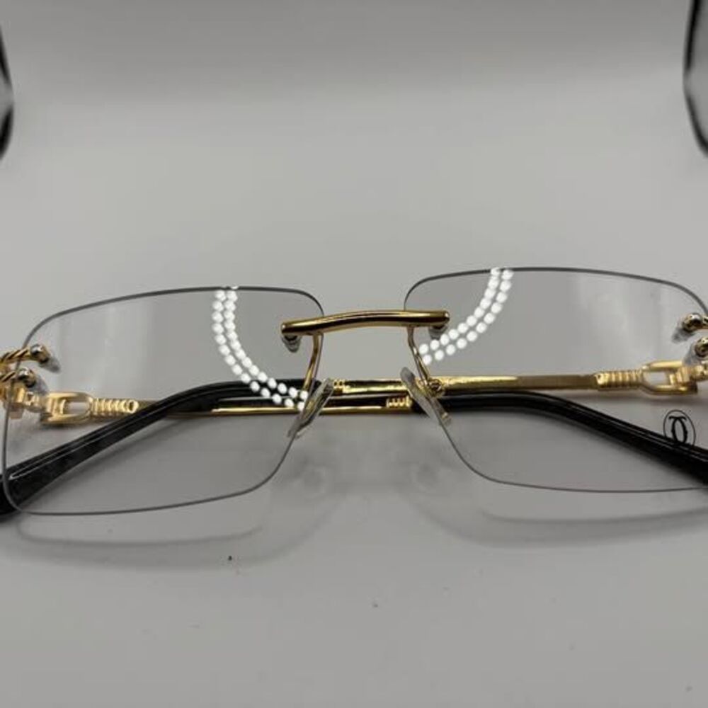Cartier Rimless Clear Lens Glasses Gold Tone